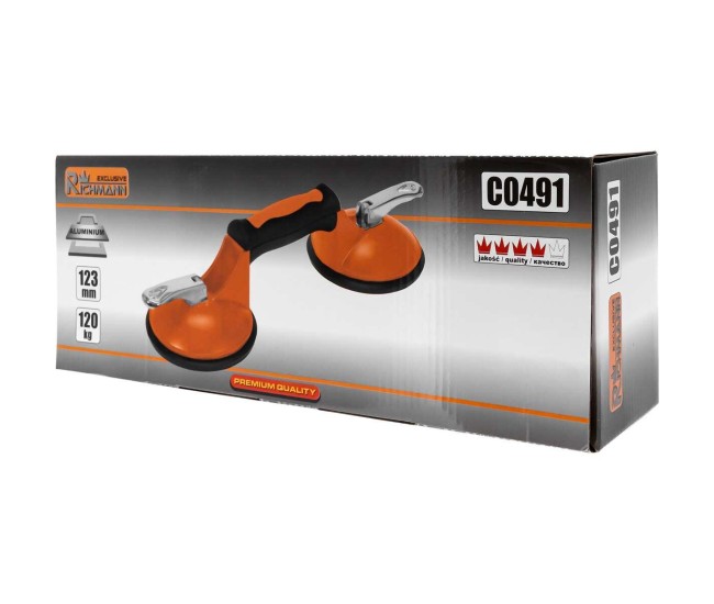 Ventuza pentru transport si montat parbrize, geamuri, placi marmura, granit, Richmann Exclusive, 2 brate, max 120 kg, 123 mm Ventuza pentru transport si montat parbrize, geamuri, placi marmura, granit, Richmann Exclusive, 2 brate, max 120 kg, 123 mm