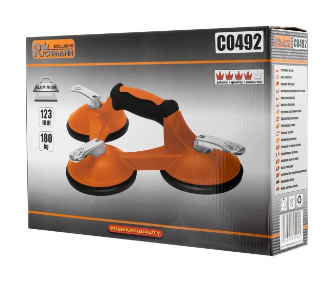Ventuza pentru transport si montat parbrize, geamuri, placi marmura, granit, 3 brate, max 180 kg, 123 mm, Richmann Exclusive Ventuza pentru transport si montat parbrize, geamuri, placi marmura, granit, 3 brate, max 180 kg, 123 mm, Richmann Exclusive