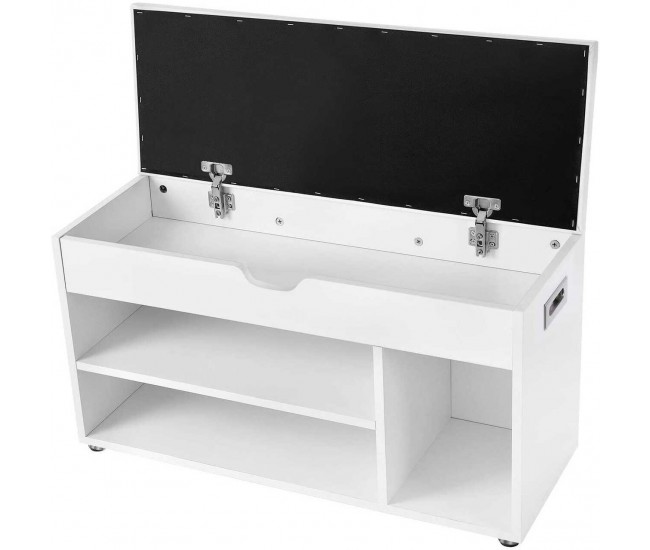 Banca depozitare incaltaminte, pantofar pentru hol, Vasagle, pal, 3 rafturi, alb, 80x30x44 cm Banca depozitare incaltaminte, pantofar pentru hol, Vasagle, pal, 3 rafturi, alb, 80x30x44 cm