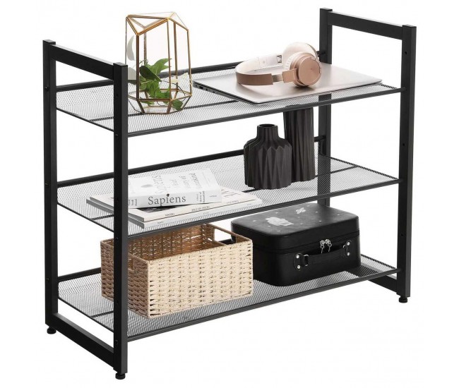 Suport depozitat incaltaminte, Songmics, 3 polite, metal, negru, 74x30.7x62.8 cm Suport depozitat incaltaminte, Songmics, 3 polite, metal, negru, 74x30.7x62.8 cm