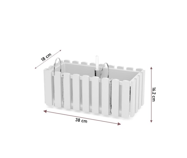 Jardiniera decorativa, suport metalic, sistem irigare,​​​​​​​ maro, 38x18x16.2 cm, Boardee Fencycase W 