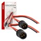 Set 2 socluri bec T10, W5W, W3W, cu mufe din cauciuc si cabluri siliconate Set 2 socluri bec T10, W5W, W3W, cu mufe din cauciuc si cabluri siliconate