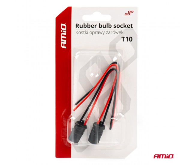 Set 2 socluri bec T10, W5W, W3W, cu mufe din cauciuc si cabluri siliconate Set 2 socluri bec T10, W5W, W3W, cu mufe din cauciuc si cabluri siliconate