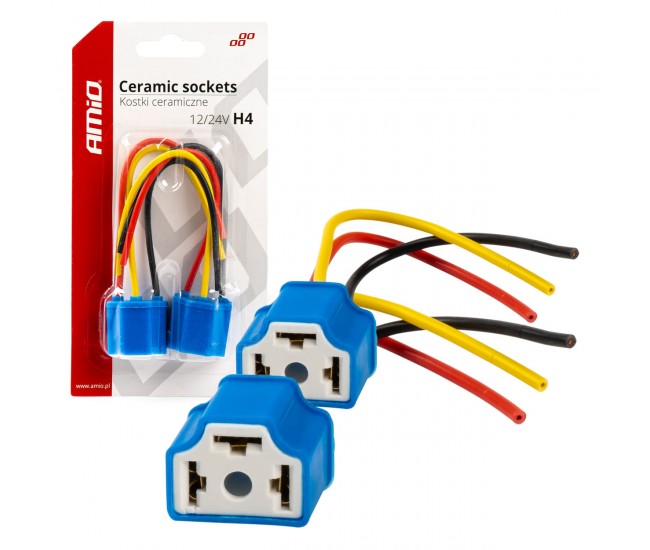 Set 2 mufe ceramice soclu H4, rezistente termic, 12-24V Set 2 mufe ceramice soclu H4, rezistente termic, 12-24V