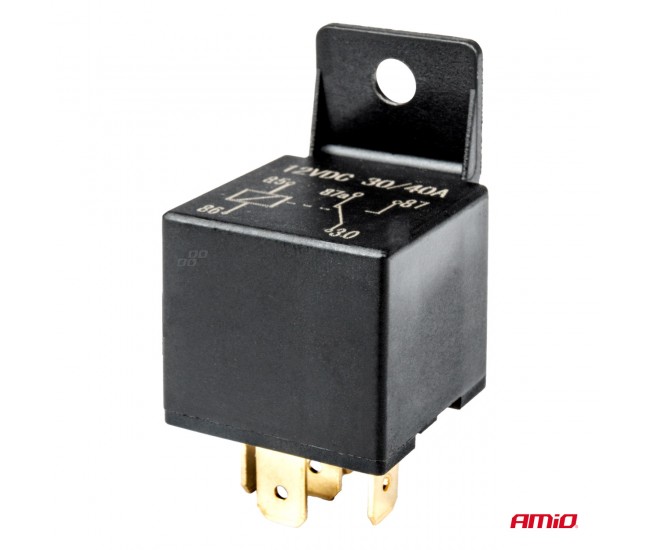Releu auto universal cu 5 pini, tensiune 12V, 40A Releu auto universal cu 5 pini, tensiune 12V, 40A