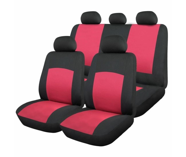 Huse Scaun Auto, 9 piese, universale, culoare Rosu-Negru Huse Scaun Auto, 9 piese, universale, culoare Rosu-Negru