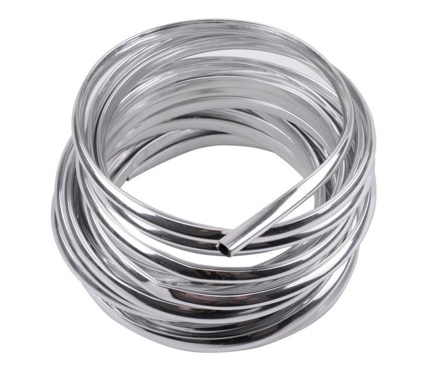 Rola Ornament Auto de tip U pentru muchii sau grila ventilatie, 15m liniari, culoare Crom SILVER