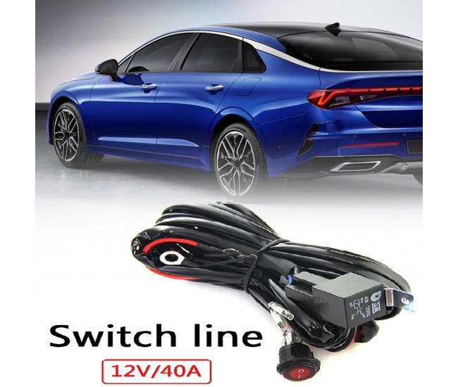 Cablaj cu intrerupator, releu si siguranta pentru montarea barelor sau a proiectoarelor LED Cablaj cu intrerupator, releu si siguranta pentru montarea barelor sau a proiectoarelor LED