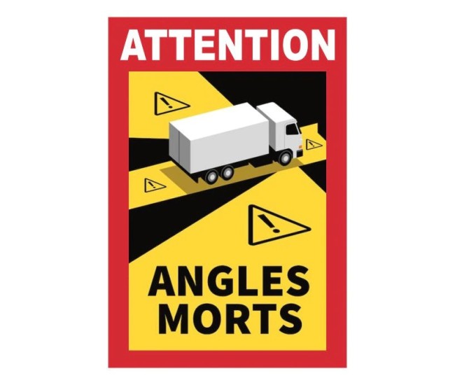 Set 10 buc. sticker autocolant Unghi Mort, Eticheta Autocolanta ANGLES MORTS pentru camioane, dimensiune 17 x 25 cm Set 10 buc. sticker autocolant Unghi Mort, Eticheta Autocolanta ANGLES MORTS pentru camioane, dimensiune 17 x 25 cm