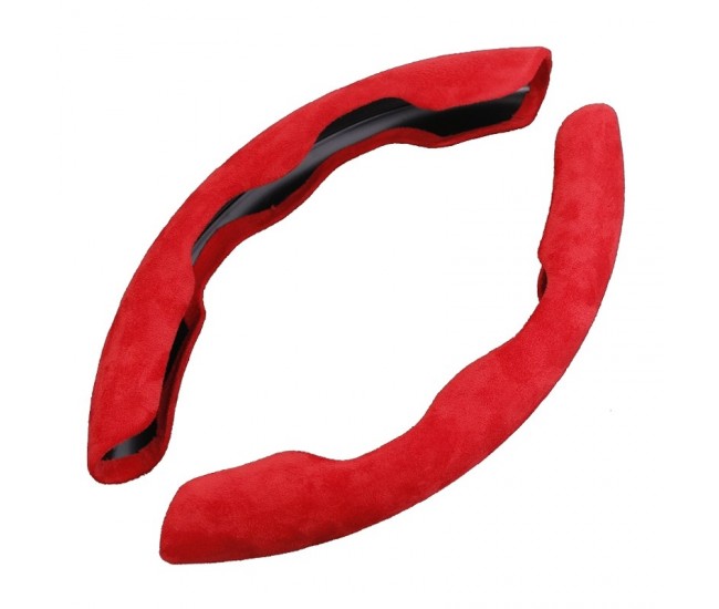 Set 2 ornamente volan finisaj ALCANTARA ROSU, dimensiune universala Set 2 ornamente volan finisaj ALCANTARA ROSU, dimensiune universala