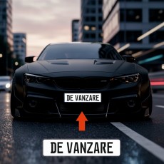 Placuta de inmatriculare CUSTOM TEXT, dimensiune 52 x 11 cm, culoare alba, material PVC, 33 de caractere incluse