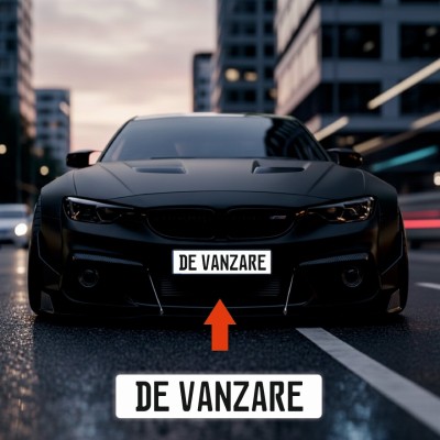 Placuta de inmatriculare CUSTOM TEXT, dimensiune 52 x 11 cm, culoare alba, material PVC, 33 de caractere incluse