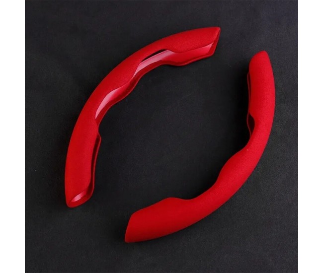 Set 2 ornamente volan finisaj ALCANTARA ROSU, dimensiune universala Set 2 ornamente volan finisaj ALCANTARA ROSU, dimensiune universala