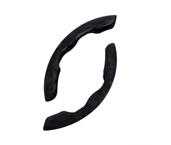 Set 2 ornamente volan finisaj ALCANTARA NEGRU, dimensiune universala Set 2 ornamente volan finisaj ALCANTARA NEGRU, dimensiune universala