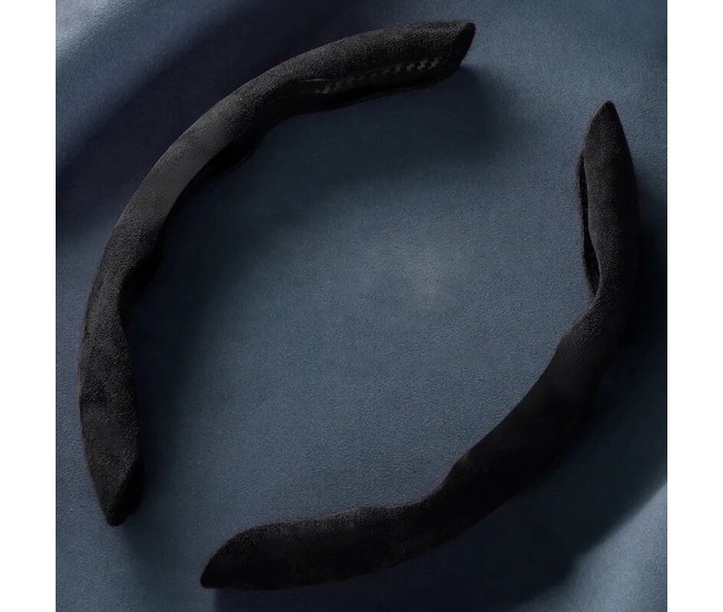 Set 2 ornamente volan finisaj ALCANTARA NEGRU, dimensiune universala Set 2 ornamente volan finisaj ALCANTARA NEGRU, dimensiune universala