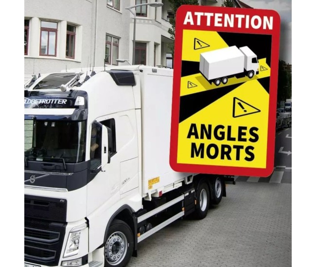 Set 10 buc. sticker autocolant Unghi Mort, Eticheta Autocolanta ANGLES MORTS pentru camioane, dimensiune 17 x 25 cm Set 10 buc. sticker autocolant Unghi Mort, Eticheta Autocolanta ANGLES MORTS pentru camioane, dimensiune 17 x 25 cm