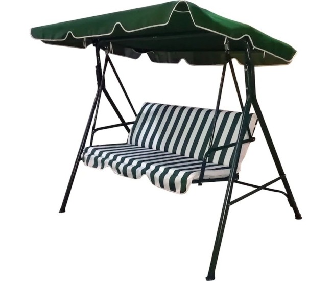 Balansoar pentru gradina, capacitate 3 persoane, dimensiune 170 x 110 x 153 cm, culoare Verde/Crem