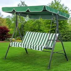 Balansoar pentru gradina, capacitate 3 persoane, dimensiune 170 x 110 x 153 cm, culoare Verde/Crem
