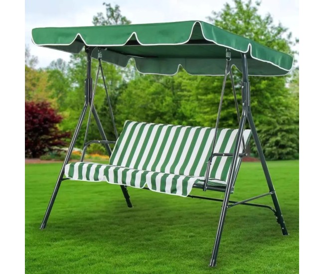 Balansoar pentru gradina, capacitate 3 persoane, dimensiune 170 x 110 x 153 cm, culoare Verde/Crem