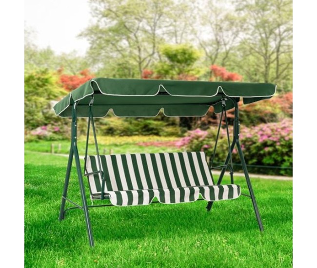 Balansoar pentru gradina, capacitate 3 persoane, dimensiune 170 x 110 x 153 cm, culoare Verde/Crem