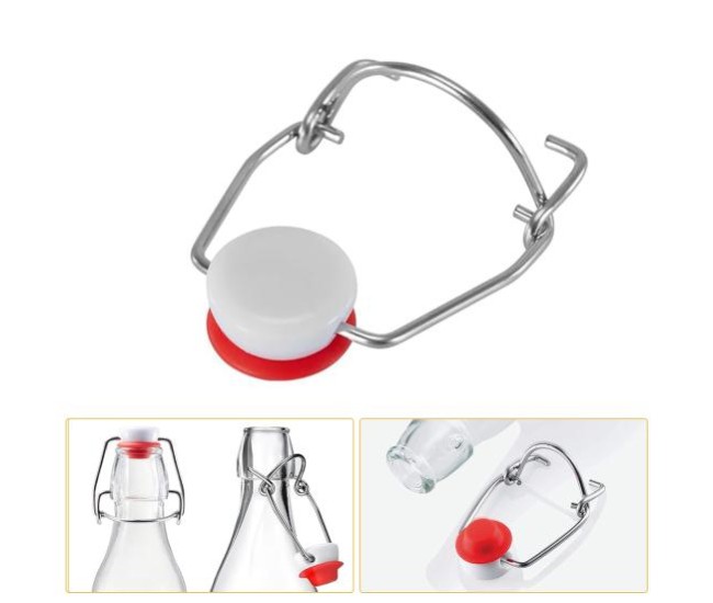 Set 100 capace pentru sticle cu inchidere cu clema metalica si dop ceramic cu garnitura din cauciuc