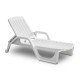 Sezlong de Plaja sau Gradina, reglabil, dimensiune 190 x 46 x 71 cm, material plastic, culoare Alb