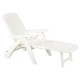 Sezlong de Plaja sau Gradina, reglabil, dimensiune 190 x 60 x 72 cm, material plastic, culoare Alb