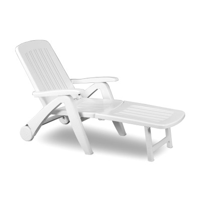 Sezlong de Plaja sau Gradina, reglabil, dimensiune 190 x 60 x 72 cm, material plastic, culoare Alb Sezlong de Plaja sau Gradina, reglabil, dimensiune 190 x 60 x 72 cm, material plastic, culoare Alb