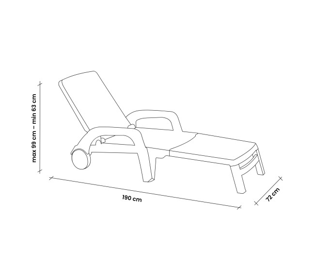 Sezlong de Plaja sau Gradina, reglabil, dimensiune 190 x 60 x 72 cm, material plastic, culoare Alb