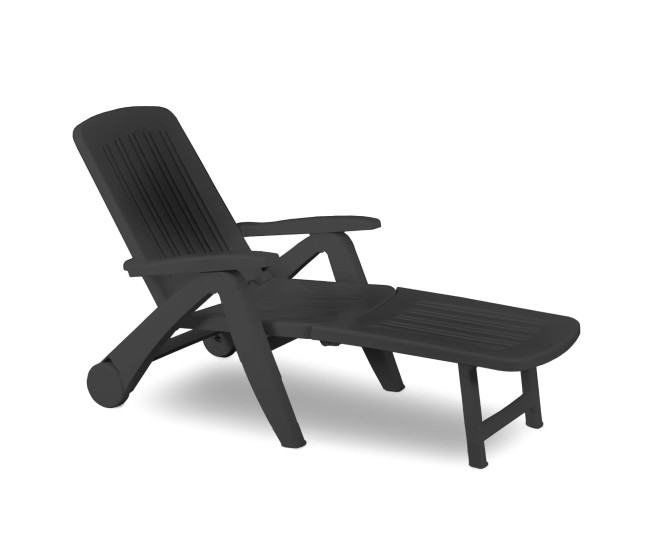 Sezlong de Plaja sau Gradina, reglabil, dimensiune 190 x 60 x 72 cm, material plastic, culoare Negru