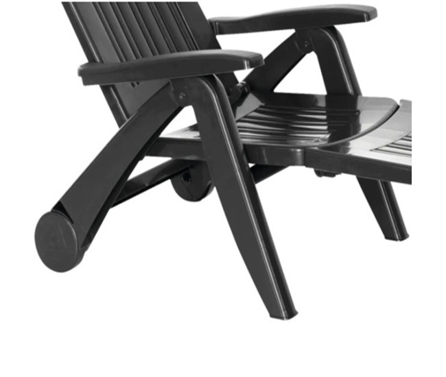 Sezlong de Plaja sau Gradina, reglabil, dimensiune 190 x 60 x 72 cm, material plastic, culoare Negru