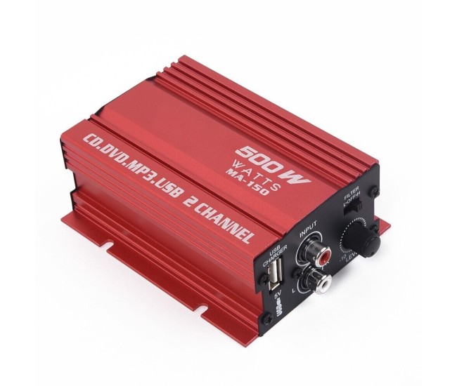 MINI amplificator auto, stereo, 500 W max, cu incarcare USB MINI amplificator auto, stereo, 500 W max, cu incarcare USB