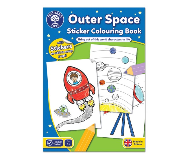 Carte de colorat cu activitati in limba engleza si abtibilduri In Spatiu OUTER SPACE Carte de colorat cu activitati in limba engleza si abtibilduri In Spatiu OUTER SPACE