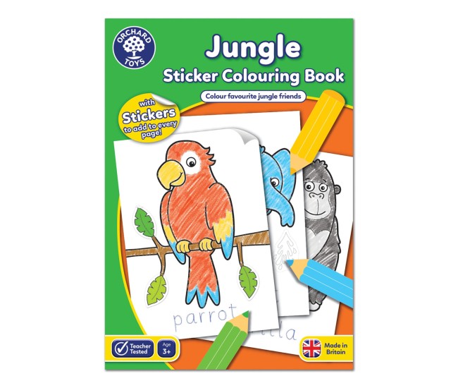 Carte de colorat cu activitati in limba engleza si abtibilduri Jungla JUNGLE Carte de colorat cu activitati in limba engleza si abtibilduri Jungla JUNGLE