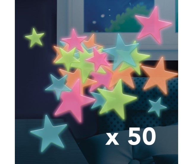 Decoratiuni de perete fosforescente- Stele 3D multicolore