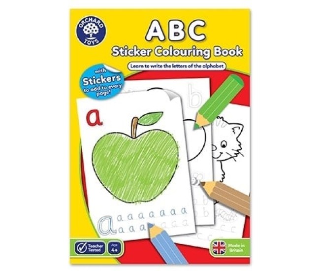 Carte de colorat cu activitati in limba engleza si abtibilduri ABC