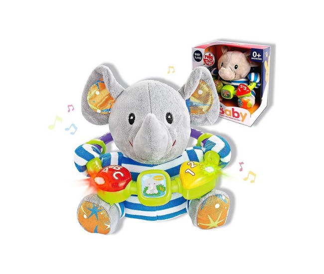 Jucarie interactiva bebe cu activitati si lumini 20 cm - Elefant