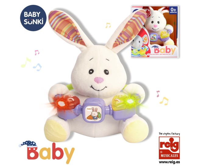 Jucarie interactiva bebe cu activitati si lumini 20 cm - Iepuras
