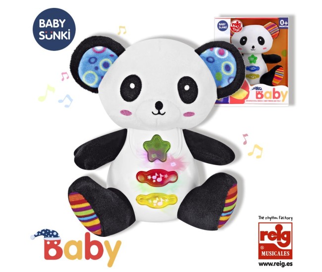 Jucarie interactiva bebe cu sunete si lumini 15 cm - Panda