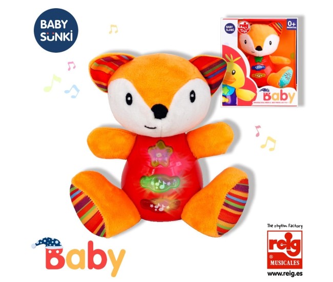Jucarie interactiva bebe cu sunete si lumini 15 cm - Vulpe