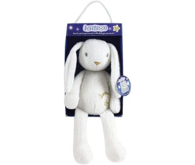 Jucarie Plus Jemini Fosforescenta 30cm Iepure Luminou Alb