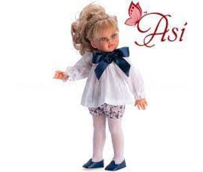 Papusa Sabrina Blonda cu Camasa Alba cu Funda 40cm