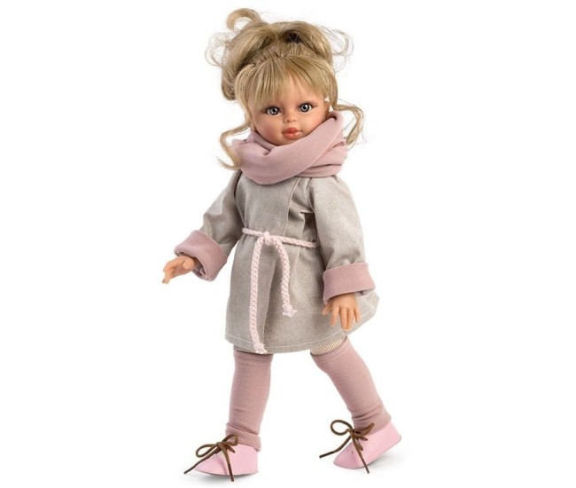 Papusa Sabrina Blonda cu Hainuta si Fular Roz 40cm Papusa Sabrina Blonda cu Hainuta si Fular Roz 40cm