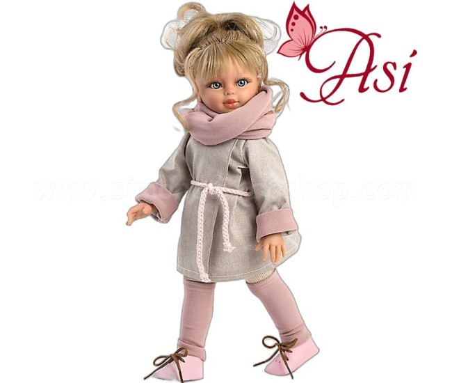 Papusa Sabrina Blonda cu Hainuta si Fular Roz 40cm Papusa Sabrina Blonda cu Hainuta si Fular Roz 40cm