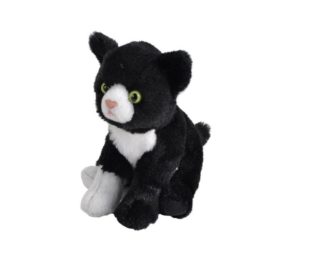 Pisica Alb cu Negru - Jucarie Plus 13 cm