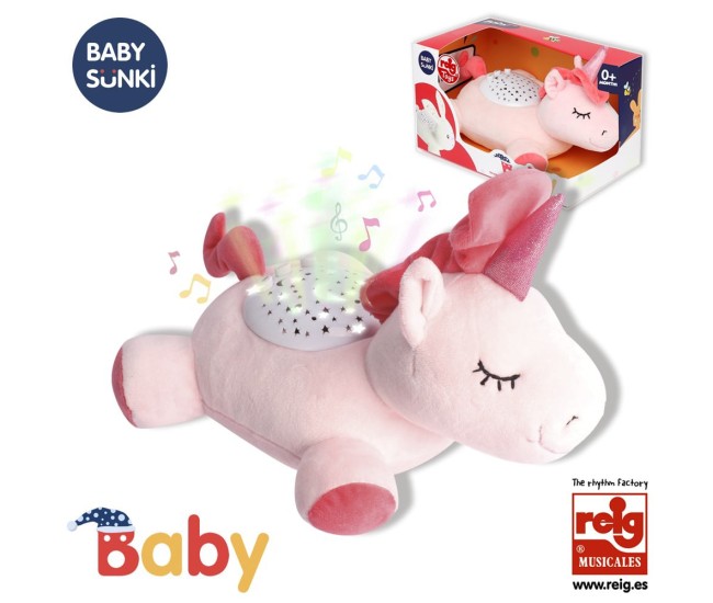 Proiector Unicorn de Plus 25 cm cu cantece de leagan