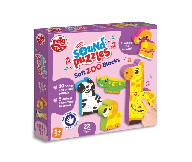 Puzzle blocks cu sunete - Animale de la Zoo
