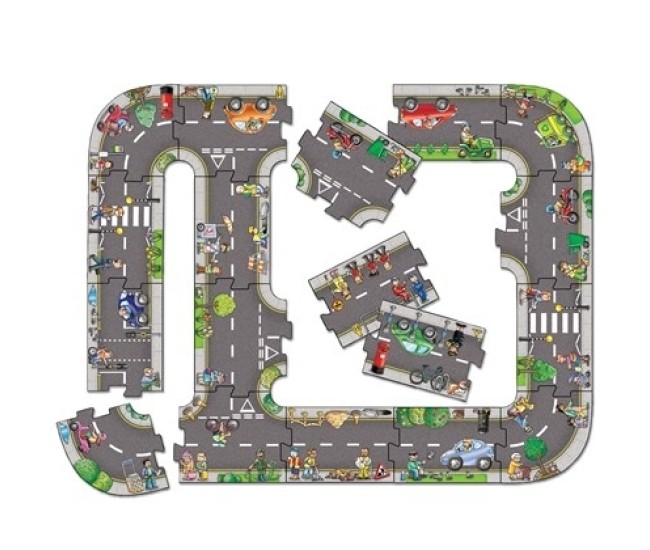 Puzzle gigant de podea traseu masini (20 piese) GIANT ROAD JIGSAW