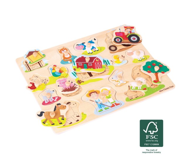 Puzzle lemn Ferma 17 piese Puzzle lemn Ferma 17 piese