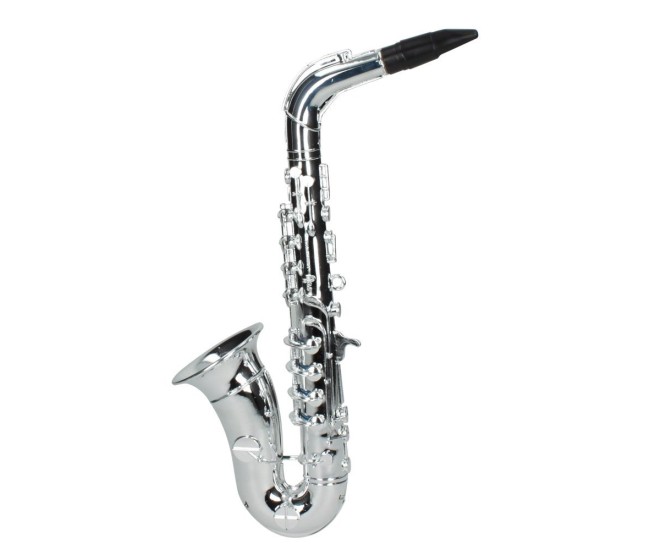 Saxofon de jucarie din plastic metalizat, 8 note